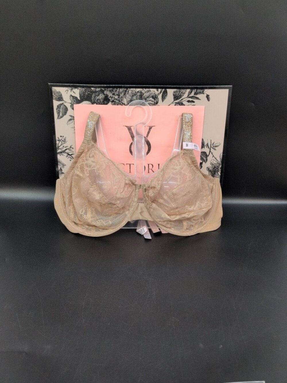 Victoria Secret Very Sexy Fabulous Unlined Rose Lace Full Cup Bra 40G Praline
